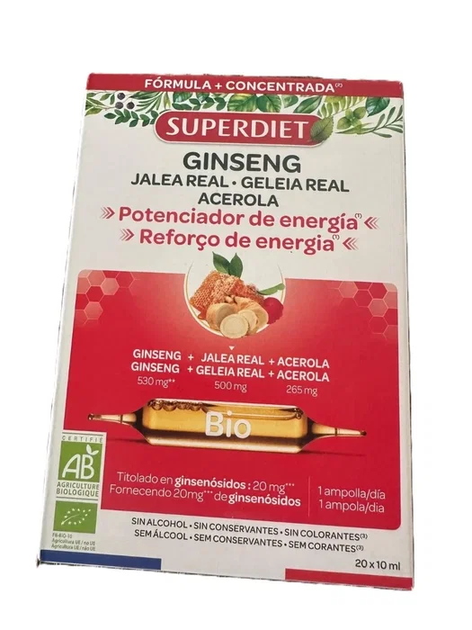 SUPERDIET Ginseng y Jalea Real Bio 20 Ampollas - Vitalidad y Resistencia