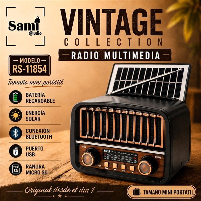 SAMI Radio Sami Vintage multimedia 3 bandas batería/sol