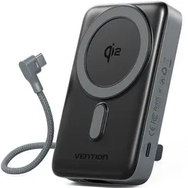 Vention FKHH0 Power Bank 10000mAh 35W Wireless Gris con Cable USB Tipo-C