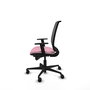 Silla de oficina Alares con mecanismo Sincro tapizada con Tela color Rosa y malla color Negro. Equipada con lumbar 1D, Brazos 1D y Ruedas 65mm nailon