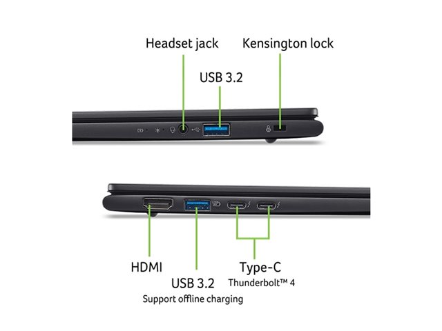 Acer Travelmate TMP614-54T-TCO Portátil Profesional Ultraligero 14" WUXGA Táctil Intel Core Ultra 7 32GB RAM 1TB SSD IA Windows 11 Pro