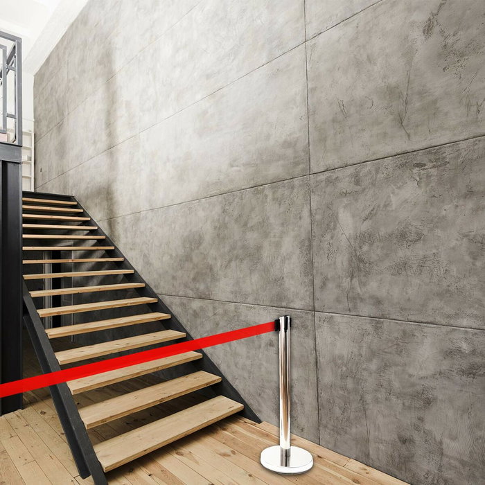 Normaluz Poste separador inox con cinta roja extensible de 2 m x 5 cm