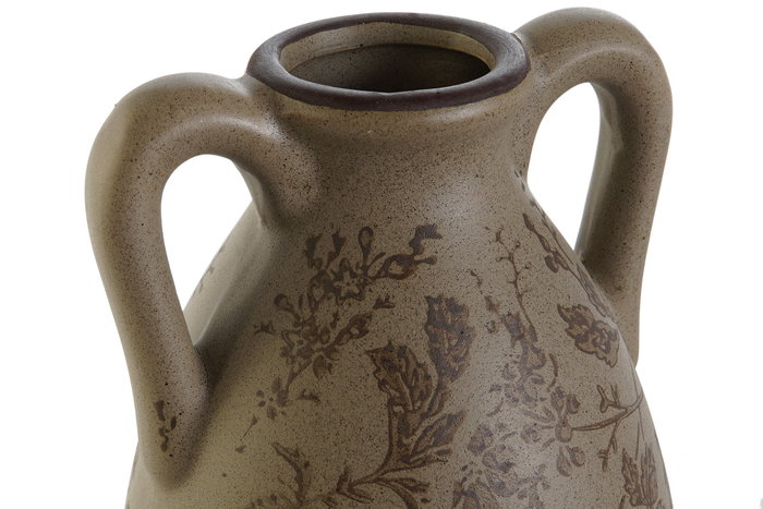DKD Home Decor Jarrón de Gres con Hojas Mate Marrón y Verde DKD Home Decor Jarrón de Gres con Hojas Mate Marrón y Verde
