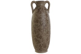 DKD Home Decor Jarrón de Gres con Hojas Mate Marrón y Verde