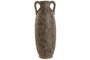 DKD Home Decor Jarrón de Gres con Hojas Mate Marrón y Verde