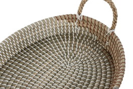 DKD Home Decor Bandeja Decoracion Tropical Natural Naranja Seagrass Set de 2 36 x 16 x 48 cm