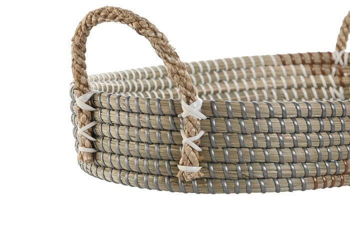 DKD Home Decor Bandeja Decoracion Tropical Natural Naranja Seagrass Set de 2 36 x 16 x 48 cm