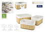 Confortime Set 3 Cestas Ordenación Bambú Natural 27 x 19 x 11.5 cm y 23 cm (8 Unidades)