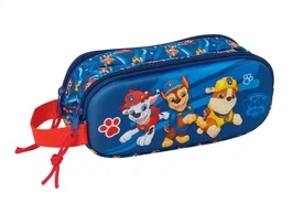 Safta Bolso Portatodo Escolar Doble con Cremallera, Colección Paw Patrol 3D, Dimensiones 80x60x210 mm