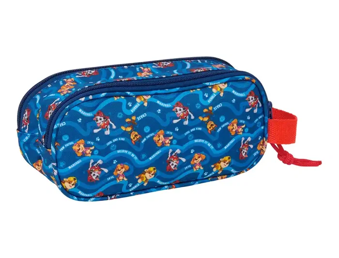 Safta Bolso Portatodo Escolar Doble con Cremallera, Colección Paw Patrol 3D, Dimensiones 80x60x210 mm