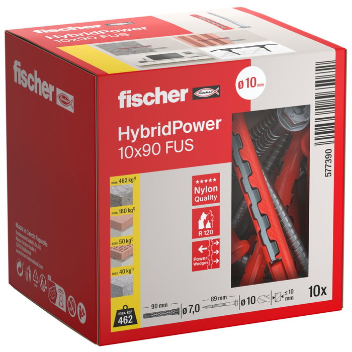 FISCHER Taco Universal HybridPower 10x90 FUS con Tornillo Hexagonal FISCHER Taco Universal HybridPower 10x90 FUS con Tornillo Hexagonal