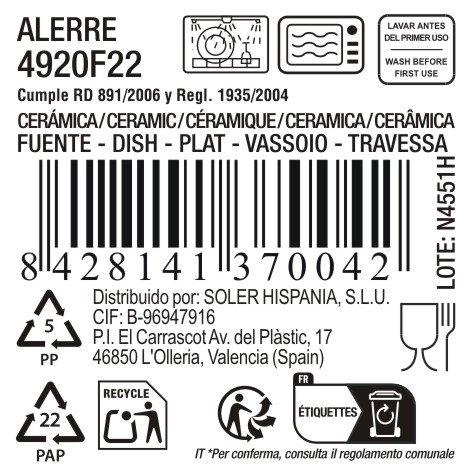 La Mediterranea Fuente Oval Alerre 33.8x15.3x2.5cm (Pack de 12)