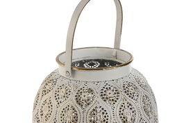 DKD Home Decor Portavela Blanco Dorado Metal 20 x 29.5 x 20 cm (4 Unidades)