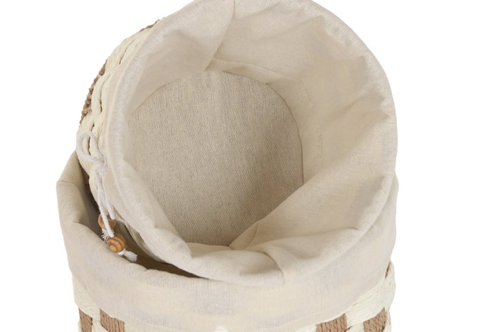 DKD Home Decor Set de 3 Cestas de Fibra y Algodón Beige 37x37x30 cm