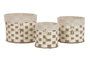DKD Home Decor Set de 3 Cestas de Fibra y Algodón Beige 37x37x30 cm