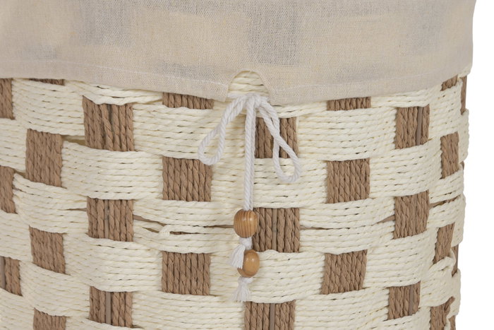 DKD Home Decor Set de 3 Cestas de Fibra y Algodón Beige 37x37x30 cm