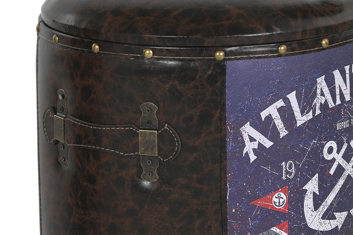 DKD Home Decor Caja Atlantico Multicolor Marron Metal y PU 38.5 x 49 x 38.5 cm Set de 2