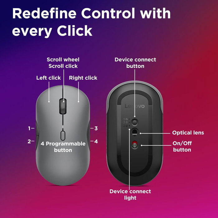 Lenovo 700 Multi-Device Wireless Silent Mouse Luna Grey