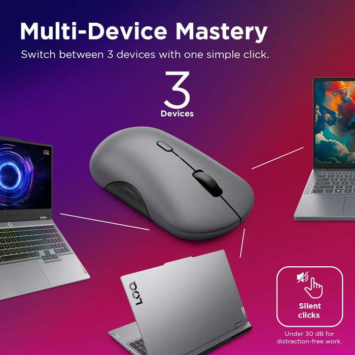 Lenovo 700 Multi-Device Wireless Silent Mouse Luna Grey
