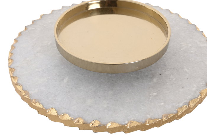 DKD Home Decor Portavelas de Mármol y Cristal Blanco y Dorado