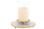 DKD Home Decor Portavelas de Mármol y Cristal Blanco y Dorado