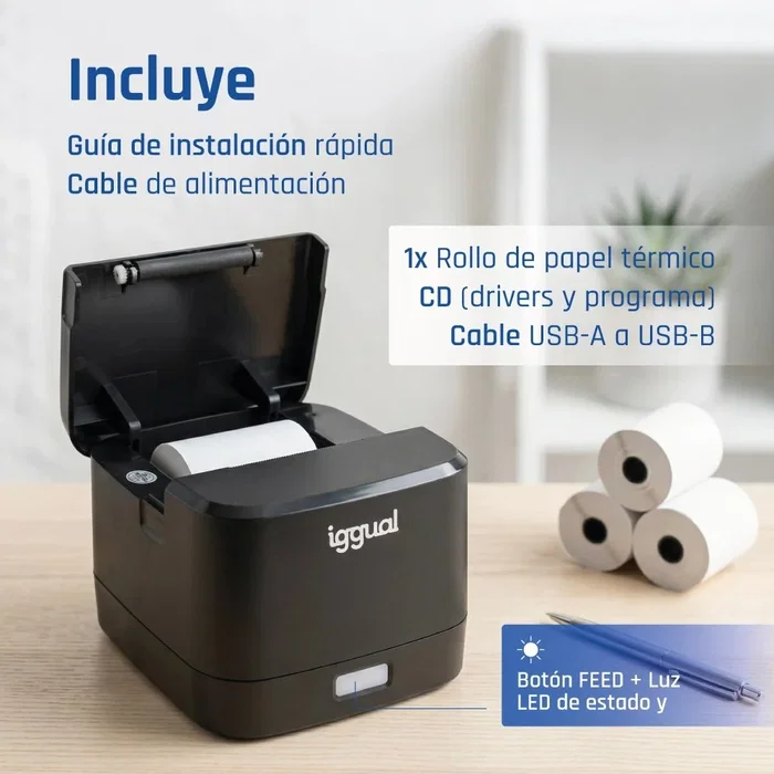 Iggual TP Easy 58 Impresora térmica de recibos USB+RJ11 Negra Iggual TP Easy 58 Impresora térmica de recibos USB+RJ11 Negra