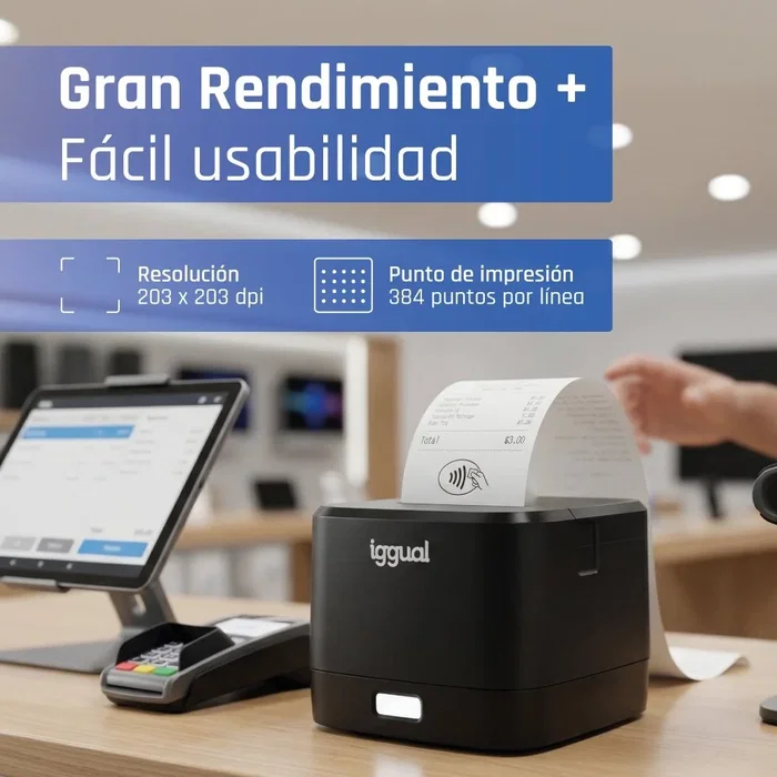 Iggual TP Easy 58 Impresora térmica de recibos USB+RJ11 Negra Iggual TP Easy 58 Impresora térmica de recibos USB+RJ11 Negra