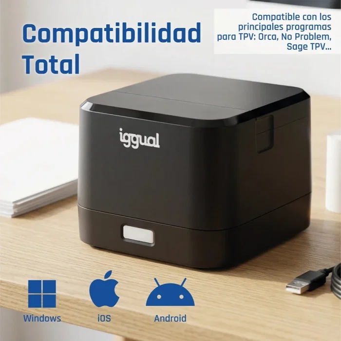 Iggual TP Easy 58 Impresora térmica de recibos USB+RJ11 Negra Iggual TP Easy 58 Impresora térmica de recibos USB+RJ11 Negra