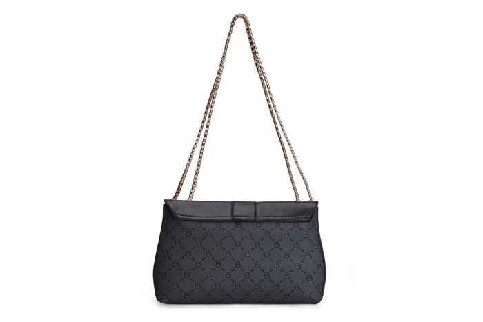 Lucky Bees Bandolera 1228 v2 - Negro, Gris, Bolso Elegante de Piel de Polivinilo para Mujer, 26x20x10cm