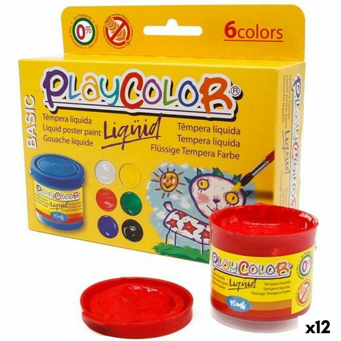 PLAYCOLOR Témpera Líquida Estuche de 6 Botes de 40 ml