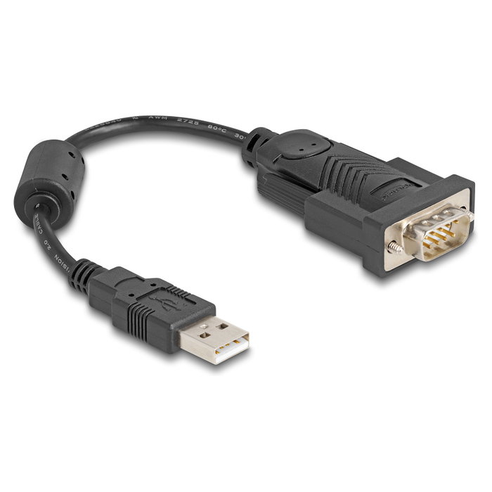 DeLOCK Adaptador USB 2.0 Tipo-A a RS-232 D-Sub 9 pines con núcleo de ferrita, 0,25 m