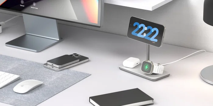 LINQ LQ48038 Cargador Inalámbrico 3en1 para iPhone, Apple Watch y AirPods con Tecnología MagSafe y Qi2 (15W), Certificación MFi, Modo Standby - Color Plata