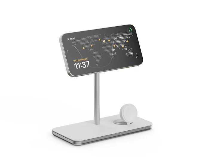 LINQ LQ48038 Cargador Inalámbrico 3en1 para iPhone, Apple Watch y AirPods con Tecnología MagSafe y Qi2 (15W), Certificación MFi, Modo Standby - Color Plata