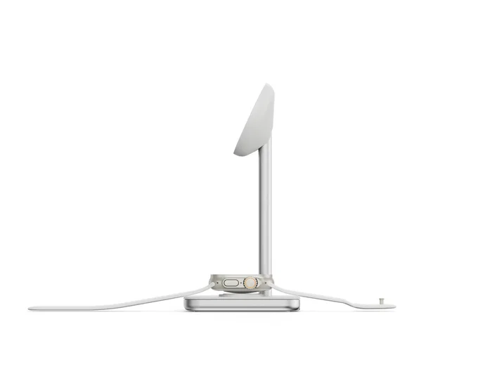 LINQ LQ48038 Cargador Inalámbrico 3en1 para iPhone, Apple Watch y AirPods con Tecnología MagSafe y Qi2 (15W), Certificación MFi, Modo Standby - Color Plata