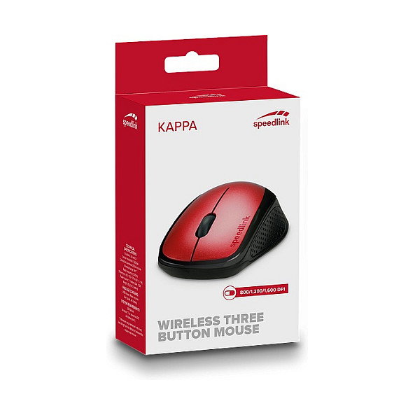 Speedlink Kappa Ratón Inalámbrico Óptico 1600 DPI, Negro y Rojo, Retail