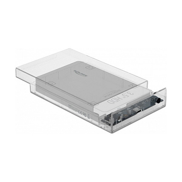 DeLOCK Carcasa Externa USB 3.2 Tipo C para HDD/SSD SATA de 3.5/2.5 Pulgadas Transparente