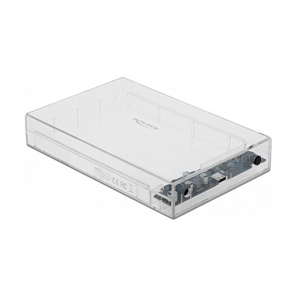 DeLOCK Carcasa Externa USB 3.2 Tipo C para HDD/SSD SATA de 3.5/2.5 Pulgadas Transparente