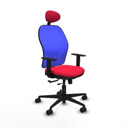 PIQUERAS Y CRESPO Silla de oficina Jorquera con mecanismo Sincro/Traslack, Rojo/Azul