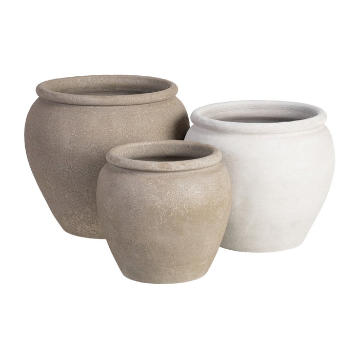 Macetero Crema Cerámica Decoración 30 X 30 X 29 cm