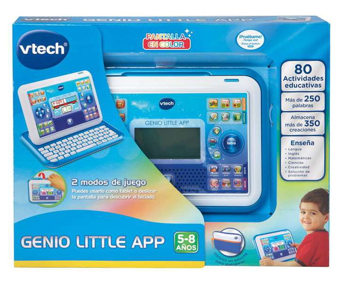 VTech Genio Little App Azul - Tablet y Ordenador Educativo con Pantalla a Color