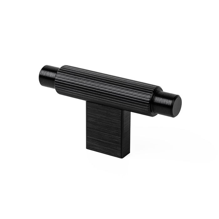 Viefe Pomo Arpa Aluminio Efecto Inox, Latón Cepillado, Negro Cepillado Dist. Agujero 70x37