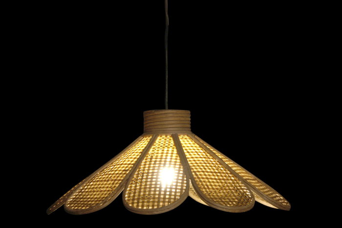DKD Home Decor Lámpara de Techo de Ratán Marrón 51x51x21 cm