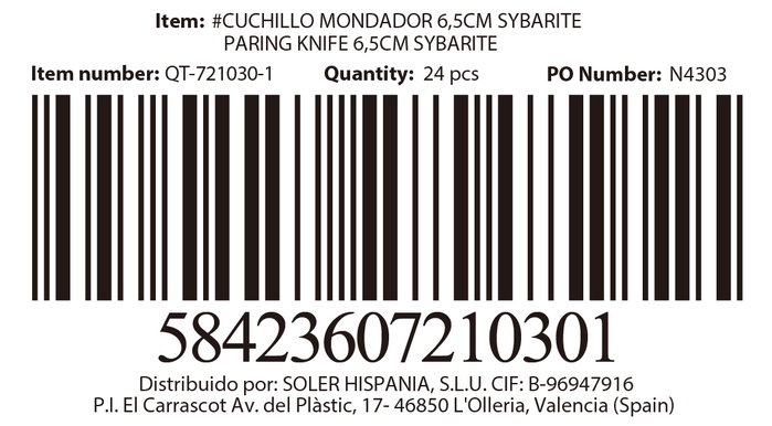 Quttin Cuchillo Mondador Sybarite 6.5 cm Acero Premium (24 Unidades)