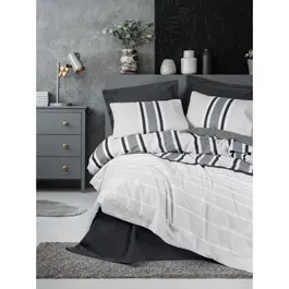 Juego de cama 1 funda nórdica 220x240 cm + 2 fundas de almohada 60x60 cm 100% Algodón Antracita ASI8684283035953