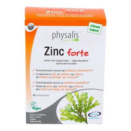 PHYSALIS Zinc Forte 30 Comprimidos | Zinc, Cobre y Vitamina B6 para el Sistema Inmune y Mantenimiento de Piel, Cabello y Huesos | Con Extracto de Fucus Vesiculosus