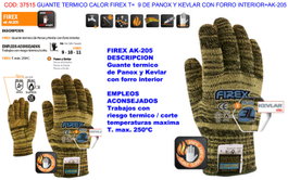 Firex Guante Térmico de Calor AK-205 Talla 9 de PanoX y Kevlar con Forro