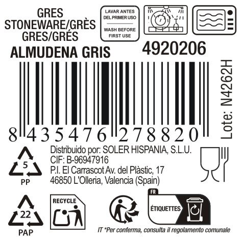 La Mediterranea Bol Ø13.5 cm Gris "Almudena" Md (24 Unidades)