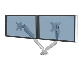 Fellowes Platinum Series 8056501 Soporte para Monitor Doble Brazo Articulado, Hasta 2 Monitores 40", Para Escritorio/Pared, Ajustable, Color Plata
