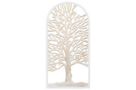 DKD Home Decor Decoración de Pared Árbol Decapé Blanco y Beige