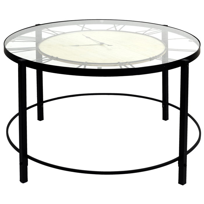 Home Deco Factory Industriel Mesa Auxiliar Reloj Diámetro 90 cm Alto 50 cm